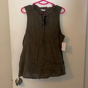 NWT Caslon olive green tank top size 1X